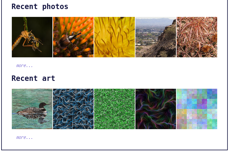 Thumbnail gallery with 5 thumbnails